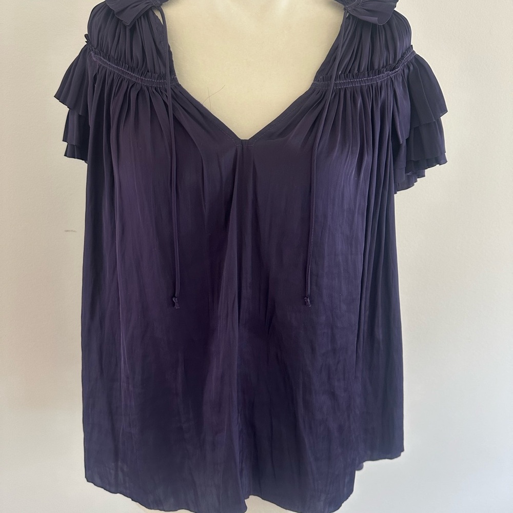 Ulla Johnson Deep Purple Ruffle Blouse